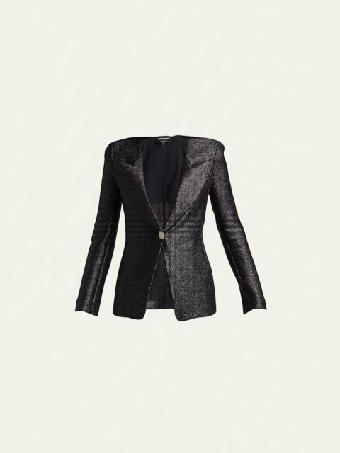 GIORGIO ARMANI Metallic Rafia Motif Blazer