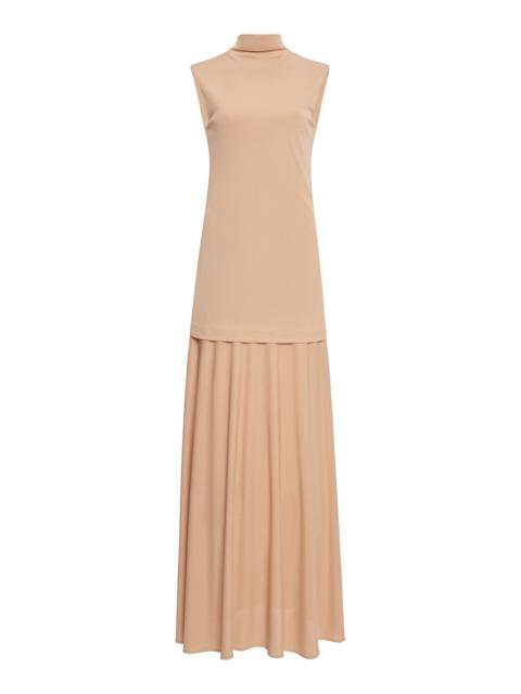 Sleeveless Jersey Turtleneck Maxi Dress brown