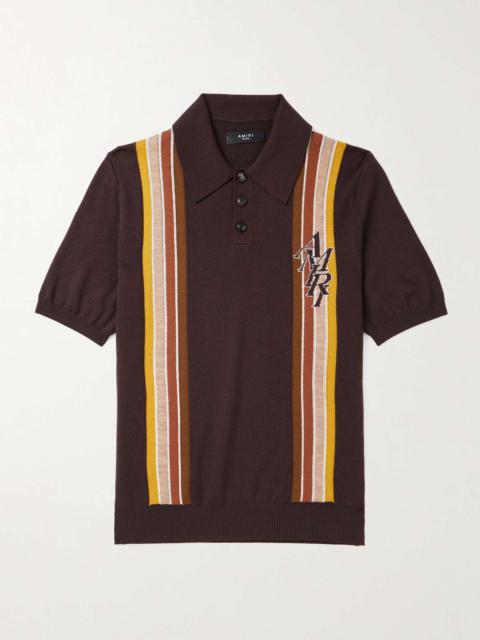AMIRI Striped Wool and Cotton-Blend Polo Shirt