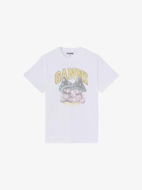GANNI T-SHIRT WITH MUSHROOM TEDDY