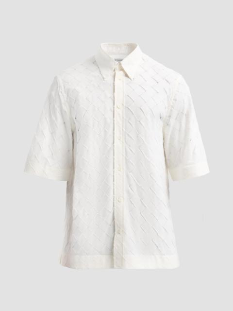 Bottega Veneta Men's Intrecciato Cotton Poplin Shirt - Parchment