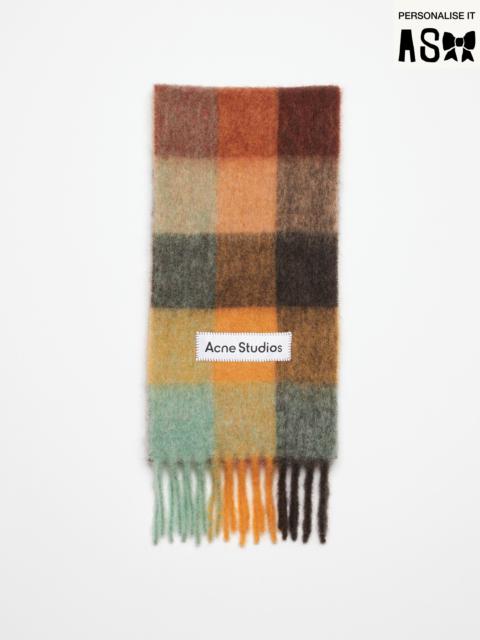 Mohair checked scarf - Chestnut brown/yellow/green