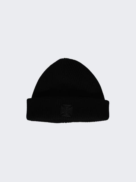 VETEMENTS Leather Biker Cross Label Beanie Black