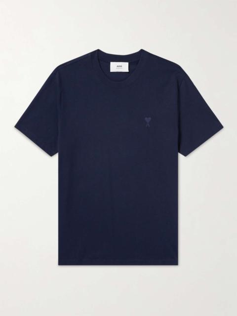 AMI Paris Logo-Embroidered Cotton-Jersey T-Shirt