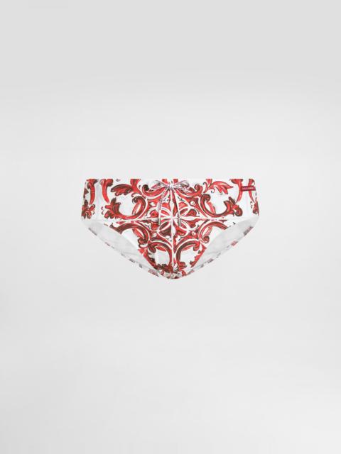 Dolce & Gabbana Majolica-print high swim briefs