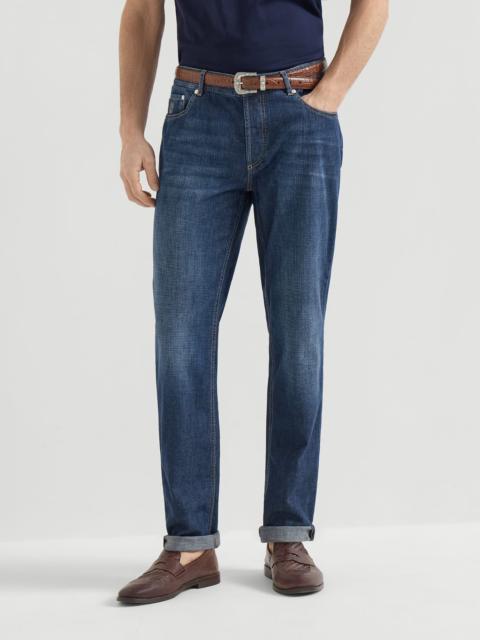 Brunello Cucinelli Lightweight old denim traditional fit five-pocket trousers