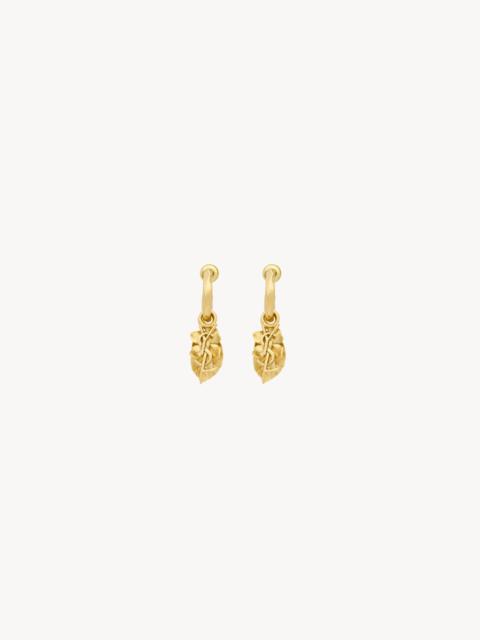 SAINT LAURENT CASSANDRE FLOWER CHARM HOOP EARRINGS IN METAL