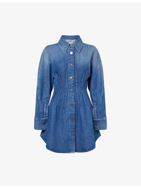 Givenchy Cocoon Long-Sleeve Denim Mini Dress
