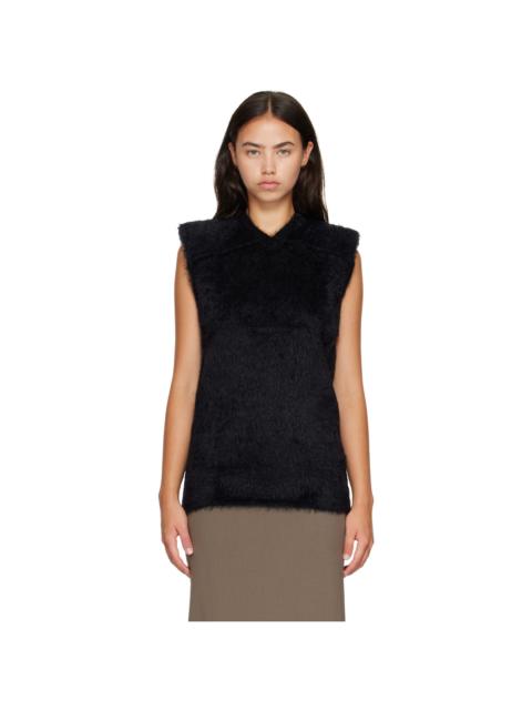 MUGLER Black Brushed Knit Sleeveless Vest