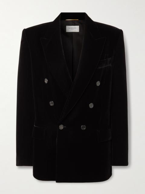 SAINT LAURENT Double-breasted Velour Blazer