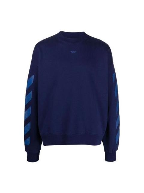 Off-White Men's OFF-WHITE FW21 Rubber Arrow Geometry Pattern Round Neck Long Sleeves Loose Fit Blue OMBA054F21