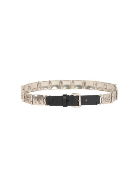 Etro Metal and Leather Belt silver