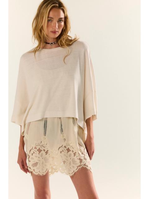 FREE PEOPLE We The Free Boxy Crew-Neck Silk Tee