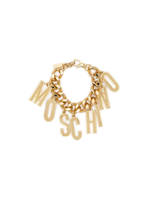 Moschino logo-lettering cuban-chain bracelet