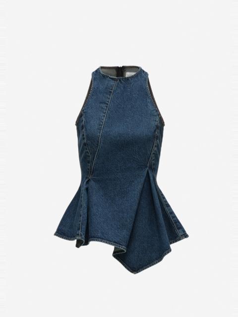 MAGDA BUTRYM Asymmetric sleeveless denim top in blue