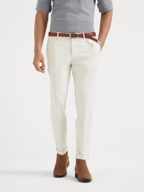 Garment-dyed Italian fit trousers in American Pima comfort cotton gabardine