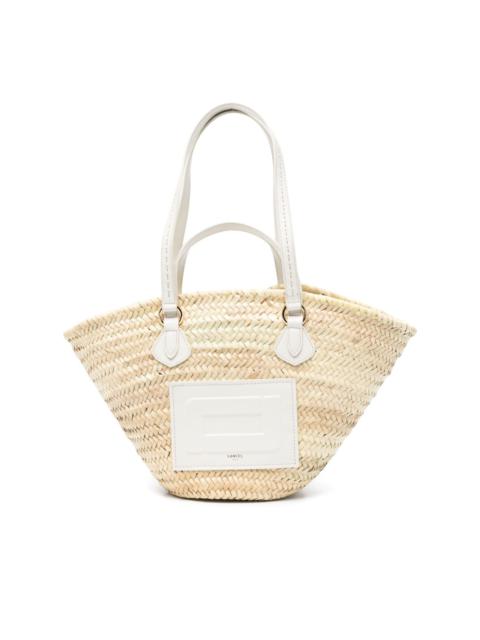 LANCEL interwoven straw beach bag
