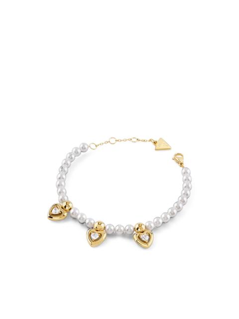 GUESS USA Beloved heart-charm pearl bracelet