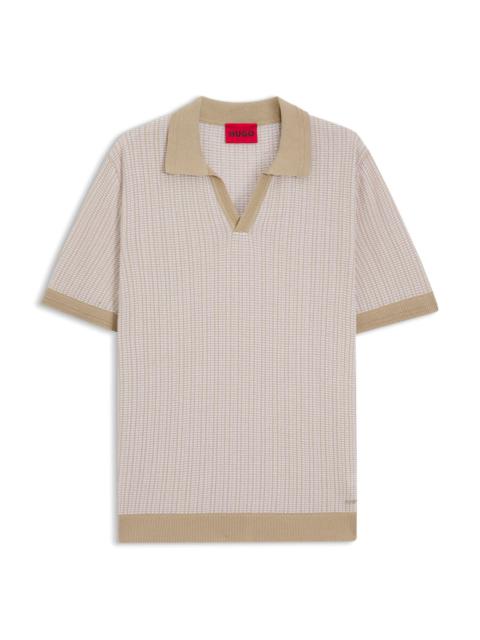 HUGO JOHHNY-COLLAR SWEATER IN COTTON AND LINEN