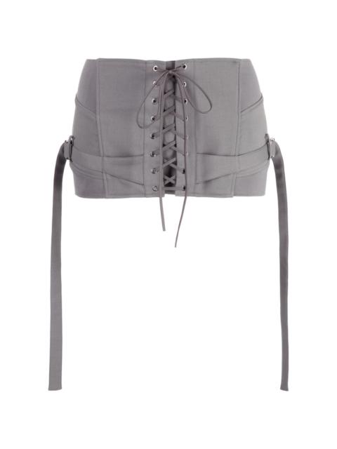 strap-detail lace-up miniskirt