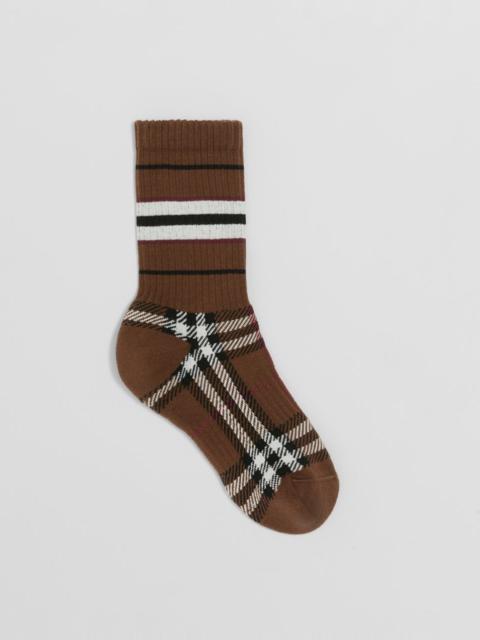 Burberry Check and Stripe Stretch Cotton Socks