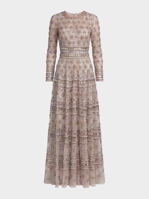 MAC DUGGAL Bead Embroidered A-Line Gown