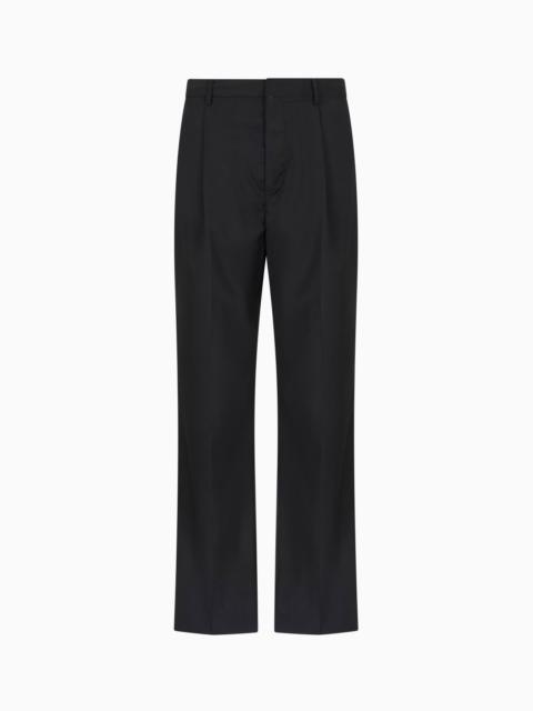 EMPORIO ARMANI OVERSIZED TROUSERS WITH PLEATS IN SUPER LIGHT WOOL