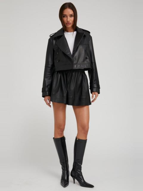 SPRWMN BLACK LEATHER CROPPED TRENCH