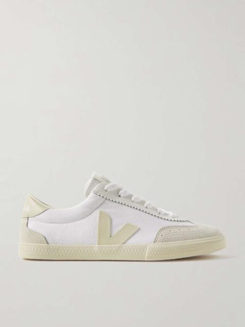 VEJA Volley suede and leather-trimmed organic cotton-canvas sneakers