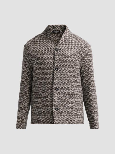 EMPORIO ARMANI Men's Geo Tweed-Effect Wool Cardigan Jacket - Multi