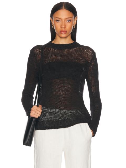 Linen Open Knit Crew Sweater