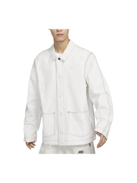Nike Nike Sportswear Lapel Work Jacket 'White Grey' FD9899-030