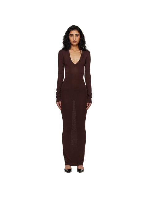 entire studios Brown Long Sleeve V Neck Maxi Dress