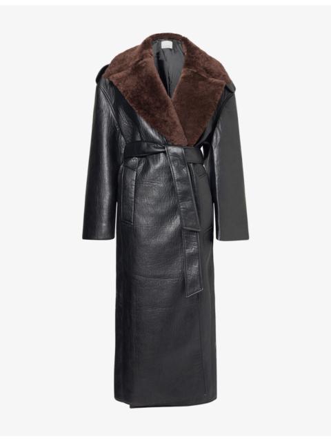 The Frankie Shop Edra Belted Faux-Leather Trench Coat