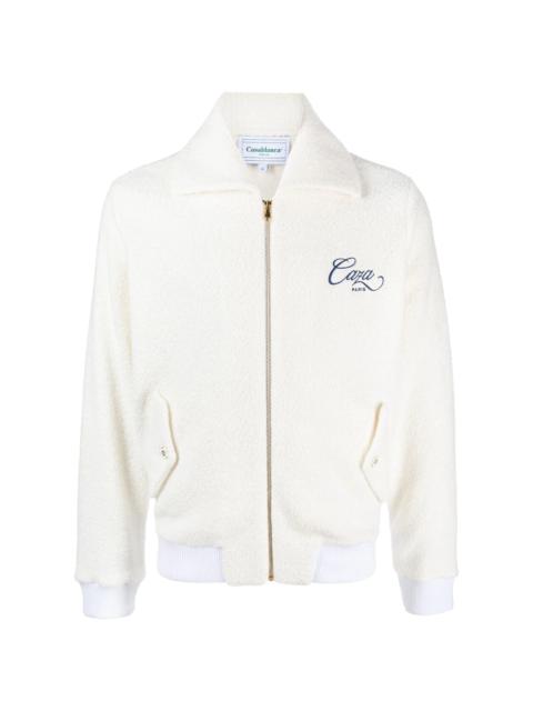 logo-embroidered zip-front jacket