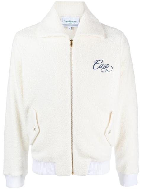 logo-embroidered zip-front jacket