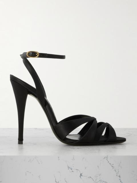 SAINT LAURENT Chandelle Leather-trimmed Satin Sandals