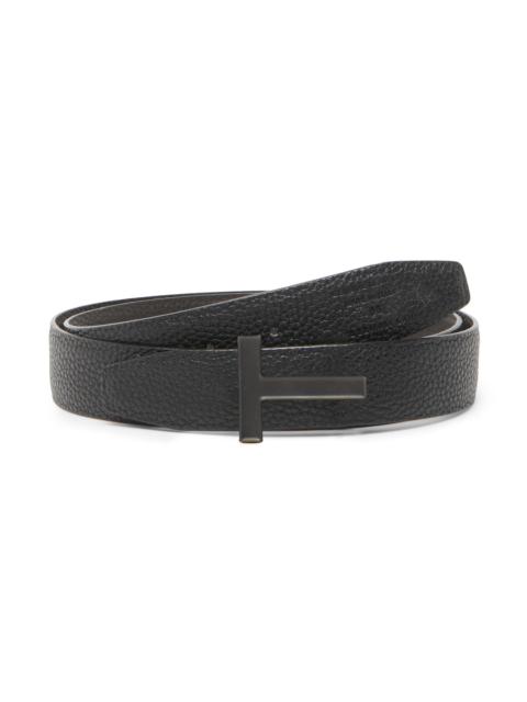 TOM FORD Men's Leather Reversible T-Buckle Belt - Black