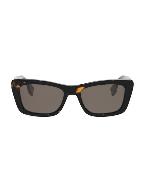 FENDI Women's Lettering 53MM Geometric Sunglasses - Dark Havana And Green