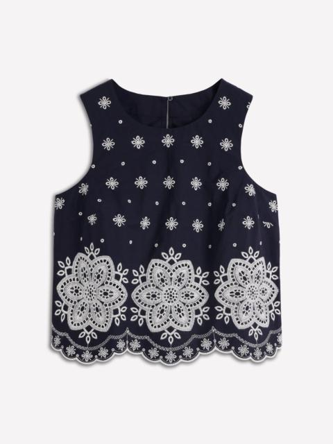 BODEN Sofia Broderie Shell Top-Navy