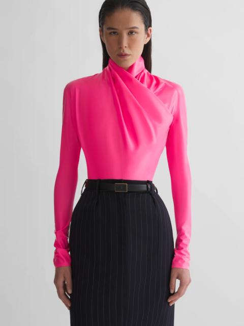 MUGLER pink latex scarf bodysuit