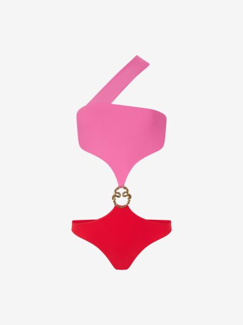 Roberto Cavalli Asymmetrical One-Piece Swimsuit with Jewel Detail