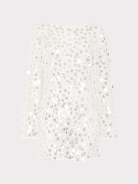 MILLY Crochet Pailette Long Sleeve Cover-Up