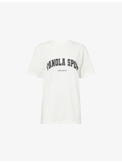 ADANOLA Logo-Print Oversized Cotton T-Shirt