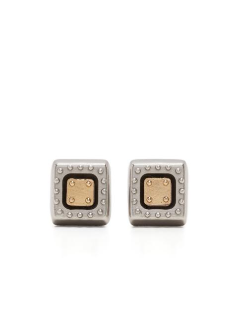 two-tone square earrings
