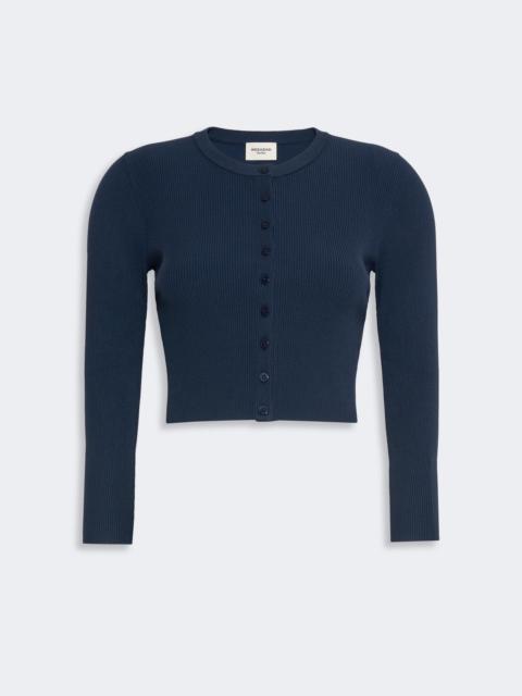 WEEKEND Max Mara TENNIS Fine rib-knit viscose yarn cardigan - NAVY