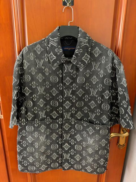 Louis Vuitton Louis Vuitton Black Monogram Denim Short Sleeve Shirt