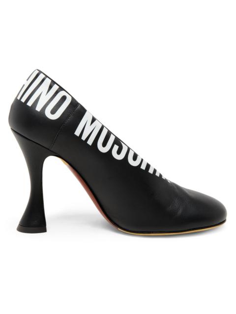 Moschino Women's Duck 100MM Logo Leather Pumps - Black White