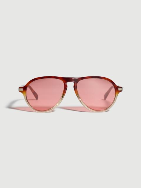 Brunello Cucinelli Leda acetate and 18k gold-plated titanium aperitif frame with extra blue-light blocking lenses