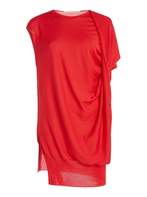 Draped Knit Wool-Blend Top red